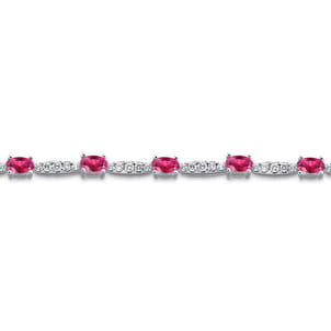 14K White Gold Diamond and Ruby Tennis Bracelet
