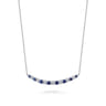 14K White Gold Diamond and Sapphire Bar Necklace - 0.55 ct