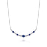 14K White Gold Diamond and Sapphire Bar Necklace - 0.35 ct