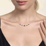 14K White Gold Diamond and Sapphire Bar Necklace - 0.35 ct