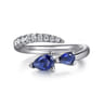 14K White Gold Diamond and Sapphire Bypass Ring - 0.15 ct