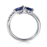 14K White Gold Diamond and Sapphire Bypass Ring - 0.15 ct