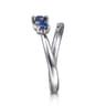14K White Gold Diamond and Sapphire Bypass Ring - 0.15 ct
