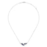 14K White Gold Diamond and Sapphire Curved Bar Necklace - 0.23 ct