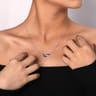 14K White Gold Diamond and Sapphire Curved Bar Necklace - 0.23 ct