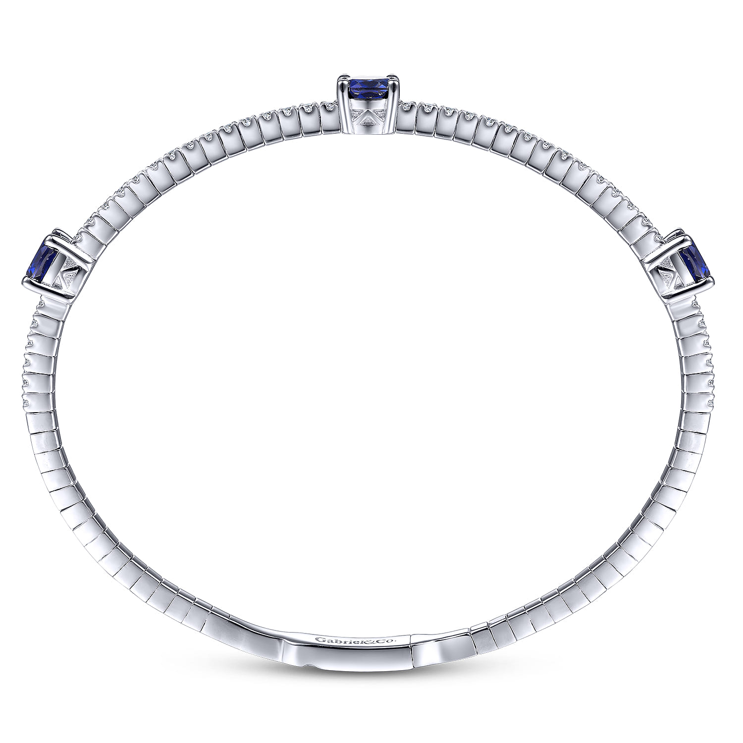14K White Gold Diamond and Sapphire Fashion Bangle - 0.5 ct - Shot 3