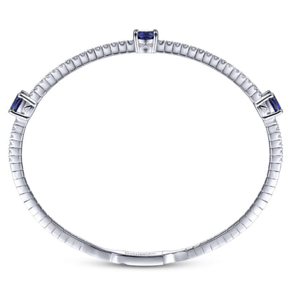 14K White Gold Diamond and Sapphire Fashion Bangle