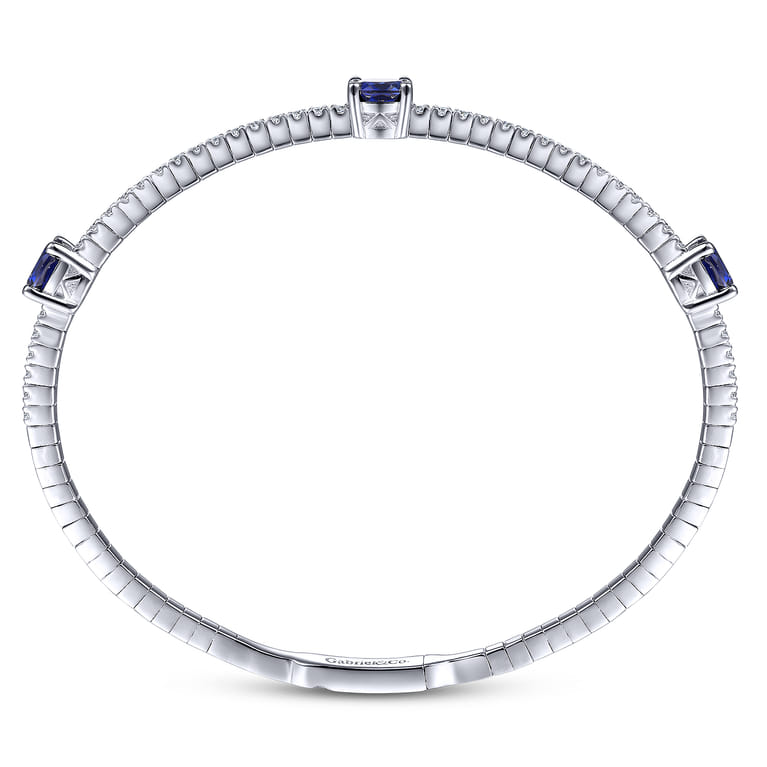 14K White Gold Diamond and Sapphire Fashion Bangle - 0.5 ct - Shot 3