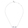 14K White Gold Diamond and Sapphire Floral Bar Necklace - 0.3 ct