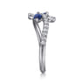 14K White Gold Diamond and Sapphire Floral Twisted Ring - 0.3 ct