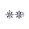 14K White Gold Diamond and Sapphire Flower Stud Earrings - 0.3 ct