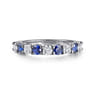 14K White Gold Diamond and Sapphire Ladies Ring - 0.55 ct