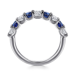 14K White Gold Diamond and Sapphire Ladies Ring