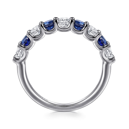 14K White Gold Diamond and Sapphire Ladies Ring