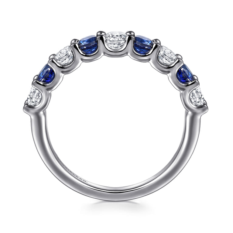 14K White Gold Diamond and Sapphire Ladies Ring - 0.55 ct - Shot 2
