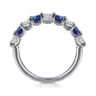 14K White Gold Diamond and Sapphire Ladies Ring - 0.55 ct