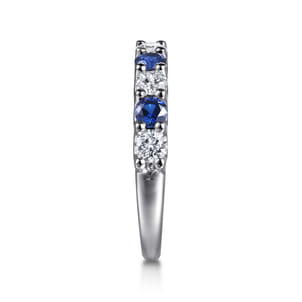 14K White Gold Diamond and Sapphire Ladies Ring