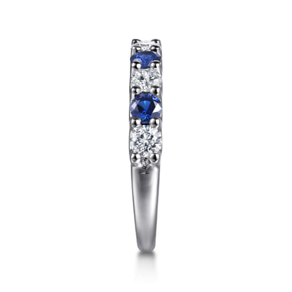 14K White Gold Diamond and Sapphire Ladies Ring