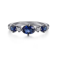 14K White Gold Diamond and Sapphire Ladies Ring