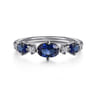 14K White Gold Diamond and Sapphire Ladies Ring - 0.11 ct