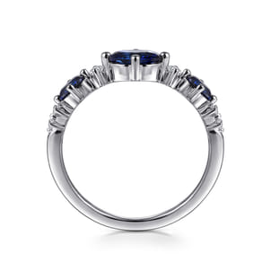14K White Gold Diamond and Sapphire Ladies Ring