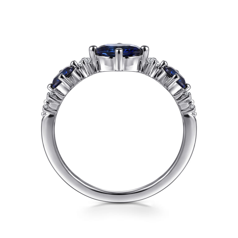 14K White Gold Diamond and Sapphire Ladies Ring - 0.11 ct - Shot 2