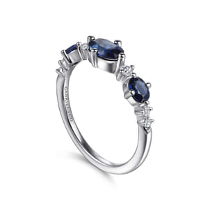 14K White Gold Diamond and Sapphire Ladies Ring