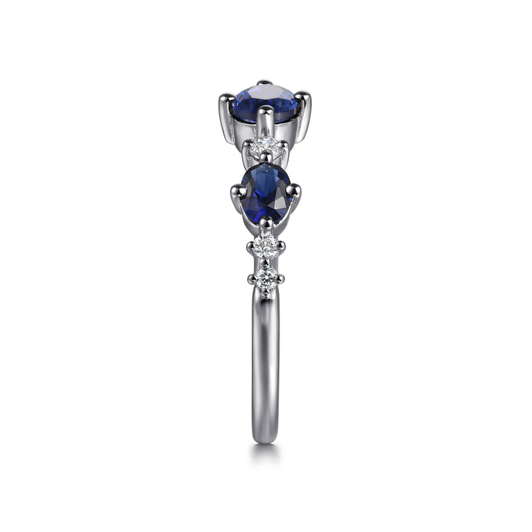 14K White Gold Diamond and Sapphire Ladies Ring - 0.11 ct - Shot 4