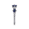 14K White Gold Diamond and Sapphire Ladies Ring - 0.11 ct