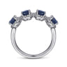 14K White Gold Diamond and Sapphire Oval Halo Ring - 0.3 ct