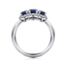 14K White Gold Diamond and Sapphire Oval Halo Ring - 0.21 ct