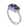 14K White Gold Diamond and Sapphire Oval Halo Ring - 0.21 ct