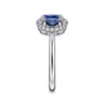 14K White Gold Diamond and Sapphire Oval Halo Ring - 0.21 ct
