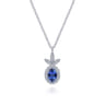 14K White Gold Diamond and Sapphire Pendant Necklace - 0.15 ct