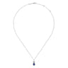 14K White Gold Diamond and Sapphire Pendant Necklace - 0.15 ct