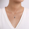 14K White Gold Diamond and Sapphire Pendant Necklace - 0.15 ct
