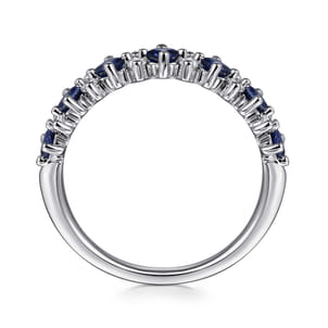 14K White Gold Diamond and Sapphire Stackable Ring