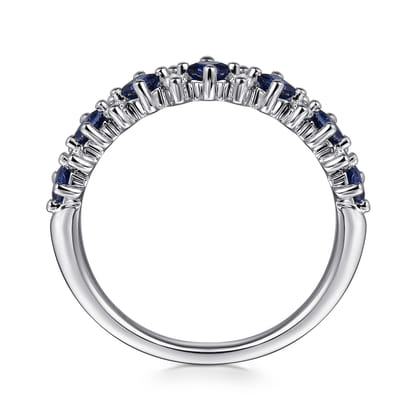 14K White Gold Diamond and Sapphire Stackable Ring