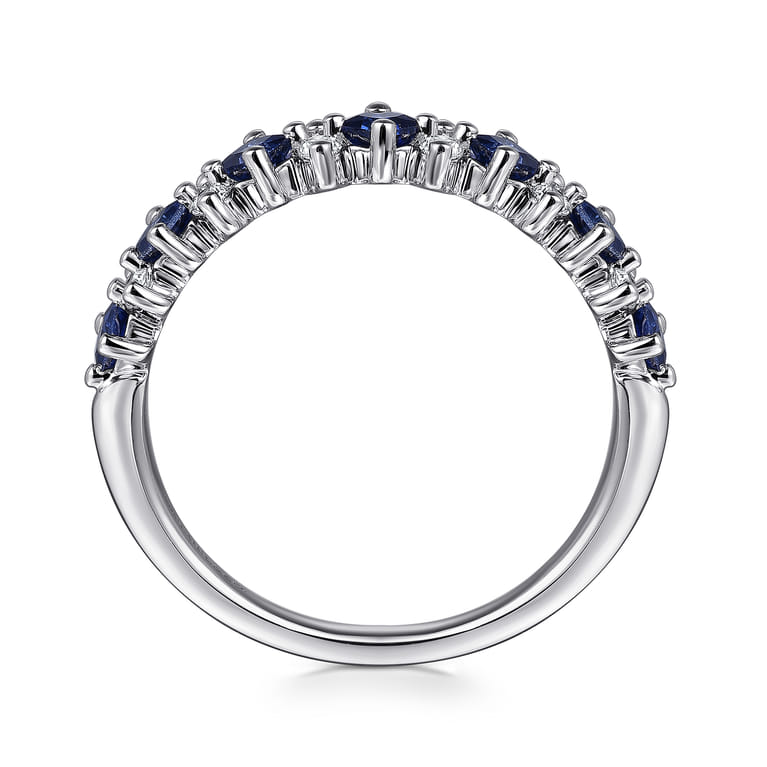 14K White Gold Diamond and Sapphire Stackable Ring - 0.22 ct - Shot 2