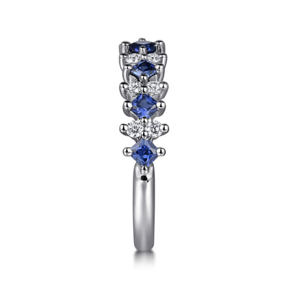 14K White Gold Diamond and Sapphire Stackable Ring