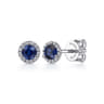 14K White Gold Diamond and Sapphire Stud Earrings - 0.09 ct