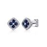 14K White Gold Diamond and Sapphire Stud Earrings - 0.23 ct