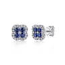 14K White Gold Diamond and Sapphire Stud Earrings - 0.25 ct