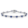14K White Gold Diamond and Sapphire Tennis Bracelet - 1.15 ct