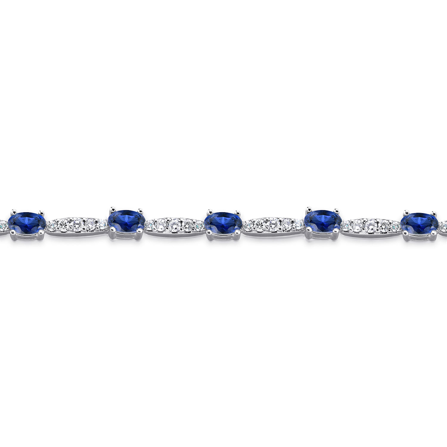 14K White Gold Diamond and Sapphire Tennis Bracelet