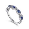 14K White Gold Diamond and Sapphire Twisted Ring - 0.3 ct