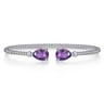 14K White Gold Diamond and Swiss Blue Topaz Bangle - 0.07 ct