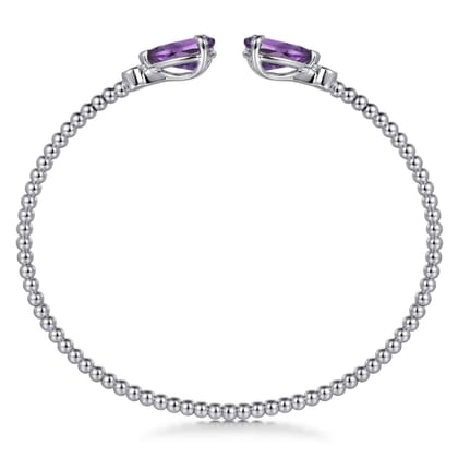 14K White Gold Diamond and Swiss Blue Topaz Bangle