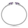14K White Gold Diamond and Swiss Blue Topaz Bangle - 0.07 ct