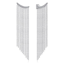 14K White Gold Diamond and Tassel Stud Earrings